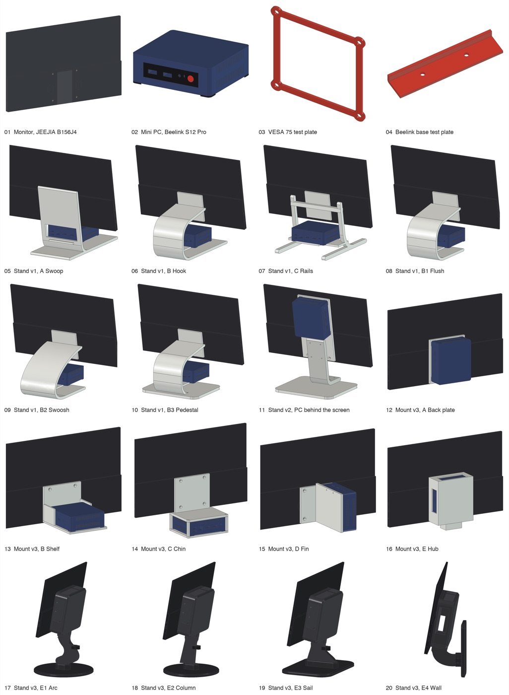 Every design before v4, one capture each