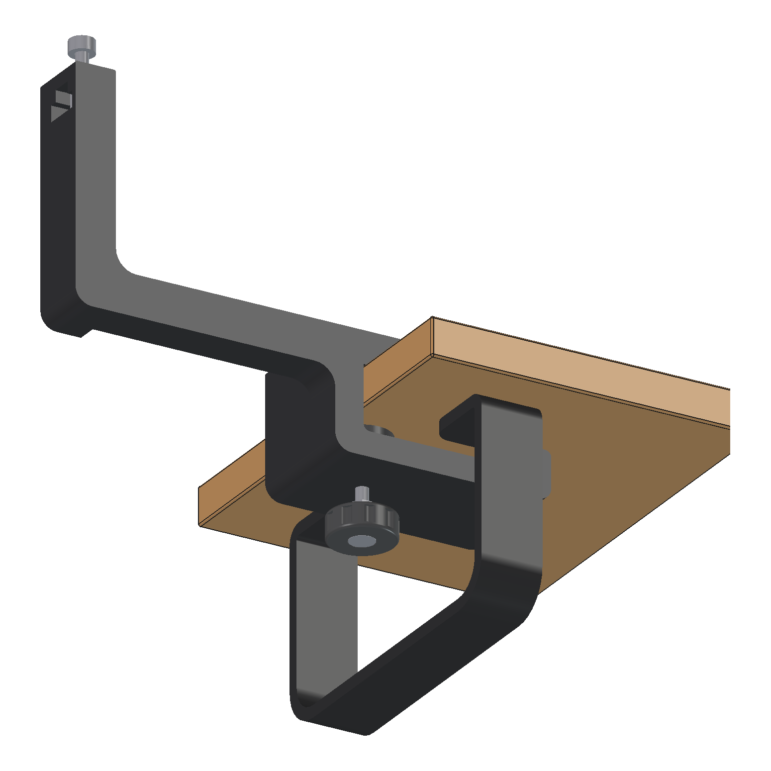 From below: the knob, the bolt, and the tail inside the leg